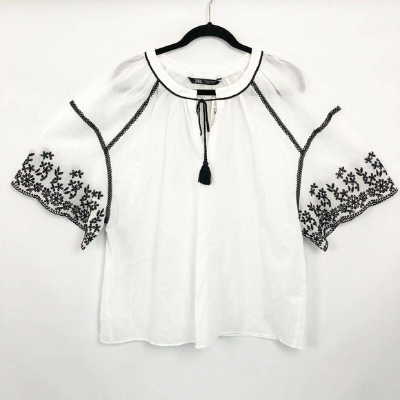 NWT Zara embroidered peasant top - Picture 2 of 4